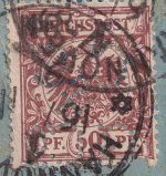 DR - 50+20+10 Pfg. K/A Perfin "CC&GCo" Paketkarte n. BELGIEN Hannover 1891