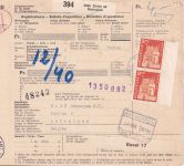 Schweiz - 2x2 Fr. Baudenkmäler Paketkarte n. BELGIEN Zürich - Antwerpen 1968