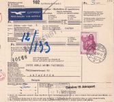 Schweiz - 3 Fr. Evangelist Matthäus Luftpost-Paketkarte n. BELGIEN 1968