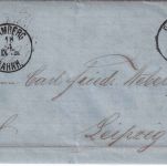 Bayern - 3 Kr. Wappen geschn. K1 Bamberg Bahnh. 18/5 (1869) n. Leipzig