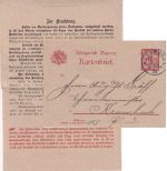 Bayern - 10 Pfg. Rauten GA-Kartenbrief/privater Zudruck Augsburg - Krumbach 1902