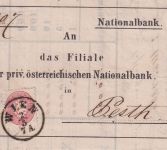 Österreich - 5 Kr. Doppeladler Brief (Vordruck Nationalbank) n. UNGARN Wien 1866