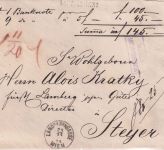 Österreich - Wien Landkrongasse 1874 portofreier Wertbrief n. Steyer