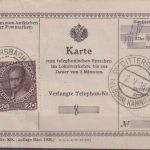 Österreich - 20 H. Jubiläum Telefonkarte Dittersbach b. Böhm. Kamnitz 1916