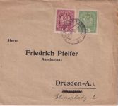 Österreich - 5+10 H. Krone Perfin "FB" Brief Tetschen - Dresden 1917