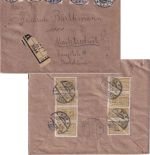 Österreich - 4 Kr. Hammer/Zange ua. Einschreibebrief Wien - Marktredwitz 25.4.22