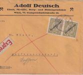 Österreich - 2x40 H. "Deutschösterreich" Eilbrief Wien - Seifhennersdorf 1919