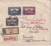 Österreich - 7 1/2 K. Parlament u.a. Eil-Einschreibebrief i.d. SCHWEIZ 1920
