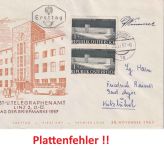 Österreich - 2x1 S. Tag d. Briefmarke (1x Plattenfehler !) Schmuck-FDC 1957