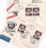 Österreich - 2x1 S. Tag d. Briefmarke Schmuck-FDC/Lupo-Drucksache n. USA 1953