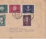 Österreich - 75 Jahre Weltpostverein Satz u.a. Brief n. FRANKREICH Salzburg 1950