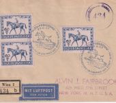 Österreich - 3x60g Pferderennen u.a. Lupo-Einschreibebrief/FDC n. USA 1947