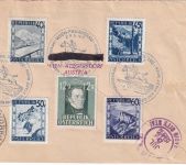 Österreich - 3x60g Pferderennen u.a. Lupo-Einschreibebrief/FDC n. USA 1947