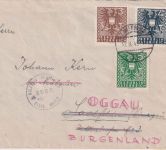 Österreich - 5+4+3 Pfg. Wappen Zensurbbrief Wien - Oggau 12.10.45
