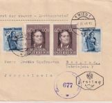Österreich - 2x40g A. Stifter u.a. Zensurbrief/FDC n. JUGOSLAWIEN Wien 6.9.48