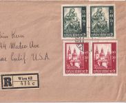 Österreich - Salzburger Dom Teilsatz 2x Lupo-Einschreibebrief n. USA Wien 1948