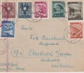 Österreich - 38g Landschaften u.a. Zensurbrief Innsbruck - Eberbach 22.7.46