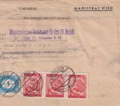 Österreich - 3x5g Landschaften u.a. Rückscheinbrief Wien 1948 Nachsendung