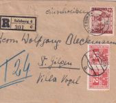 Österreich - 42g Landschaften Einschreibebrief Salzburg - St. Gilgen 1946