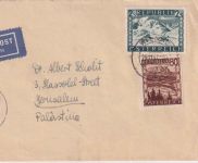 Österreich - 2 S. + 80g Landschaften Luftpostbrief n. PALÄSTINA Wien 29.11.47
