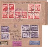 Österreich - 5 S. Landschaften u.a. Lupo-Eil-Einschreibebrief n. USA Wien 8.4.48