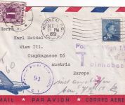 Kanada - Montreal 1951 Luftpostbrief n. Wien 9,60 S. Nachporto !!