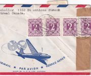 Kanada - Montreal 1951 Luftpostbrief n. Wien 9,60 S. Nachporto !!