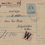 Österreich - Baden b. Wien 1921 bar frank. Wertpaketkarte n. Burgkirchen