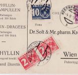 Österreich - 5g Trachten unterfrankierte Ortskarte Wien 4.2.38 - 14g Nachporto