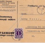 Österreich - Wien 24.1.55 unfrankierte Dienstpostkarte n. Hörsching - Nachporto