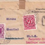 Österreich - Ebenthal 12.5.52 unfrankierter Orts-Dienstbrief - Nachporto
