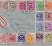 Österreich Posthorn/Freimarken Teilsatz Einschreibebrief Schwanenstadt 29.10.45