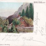 Österreich - Neuberg 23.8.01 Postablage-Ra2 farb. AK Kapellen - Steinhaus