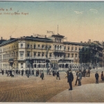 Sachsen-Anhalt - Halle (Saale) Riebeck-Platz mit Hotel Goldene Kugel - Farb-AK