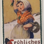 Neujahr - farb. Künstler-Glückwunschkarte (F.Schenhet) gelaufen v. München 1926