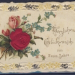 Neujahr - ca. 1900 - aufwändig geprägte u. gestanzte Glückwunschkarte m.