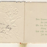 Namenstag - aufwändig geprägtes u. gestanztes Klappkärtchen m. hds.