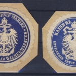 DR - Marine 2 verschiedene Siegel-Vignetten Artillerie Depot zu Friedrichsort