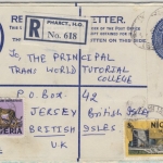 Nigeria - 27 K. Einschreibe-Ganzsache + Zusatz n. JERSEY, Port Harcourt 1976