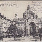 Belgien - Antwerpen, Bahnhof (Middenstatie) sw-AK/Feldpost Fp.Stat. No. 3 1916