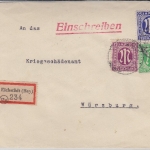 AM-Post - 25+12+5 Pfg. Einschreibebrief Eichstädt - Würzburg 22.9.45