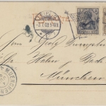DR - 2+3 Pfg. Germania Karte Bickerdike-Flaggenstempel Leipzig 13 - München 1903
