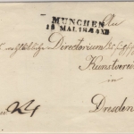 München 1844 - L2 a. Portobrief n. Dresden/Sachsen - Briefhülle ohne Inhalt