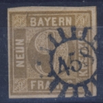 9 Kr. Quadrat braun, gMR 458/Schillingsfürst, voll- bis breitrandig