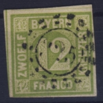 12 Kr. Quadrat grün, oMR 325/München - voll- bis breitrandig