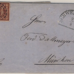 6 Kr. Quadrat braun, Brief oMR 479/Schweinfurt 9/8 (1862) n. München - mit