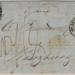 3 Kr. Quadrat blau, Nachporto-Brief gMR 243/Nürnberg 8. Mai 1855 n. Würzburg