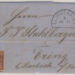 6 Kr. Quadrat braun, Brief aus Bocholt (!) über Mannheim (!!) in gMR