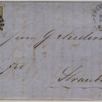 3 Kr. Quadrat blau, Brief oMR 418/Regensburg 16. Dec. 1858 n. Straubing - mit