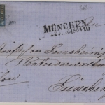 6 Kr. Quadrat blau, "Hässliches Entlein", Brief oMR 325/München 22. Jan 1864